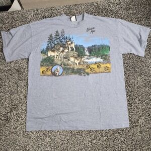 Vtg 90's Wolf Habitat Signal Sports Nisswa,MN XXL T Shirt Single Stitch Nature